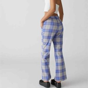 Urban Outfitters Blue Plaid Flare Pants